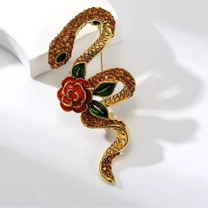 Serpenti Floral Snake Crystal Brooch